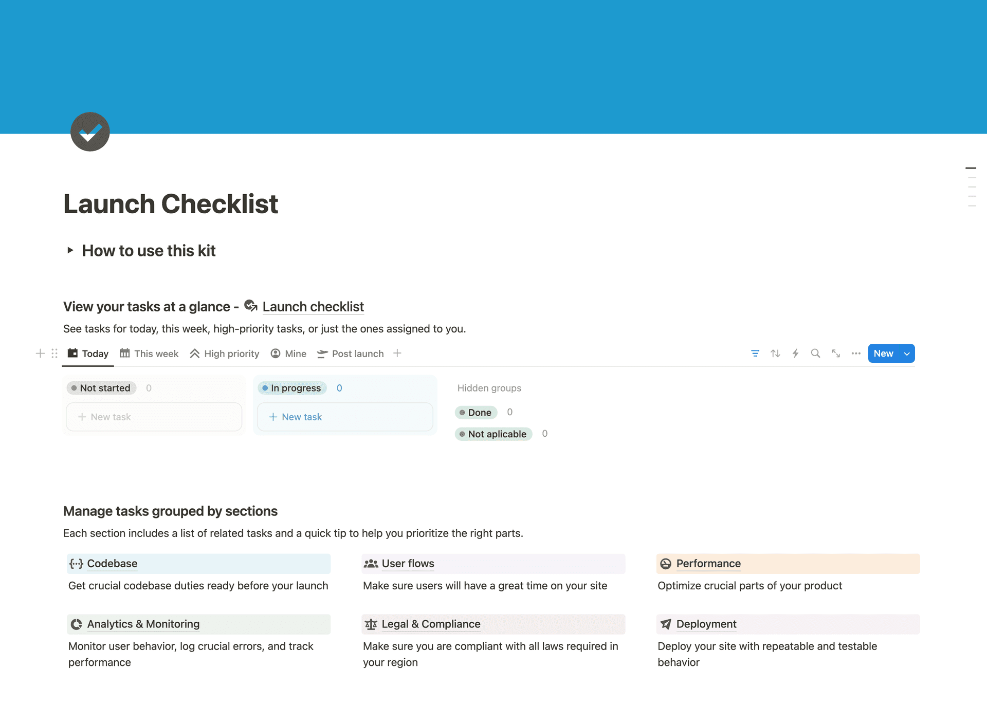 Launch checklist